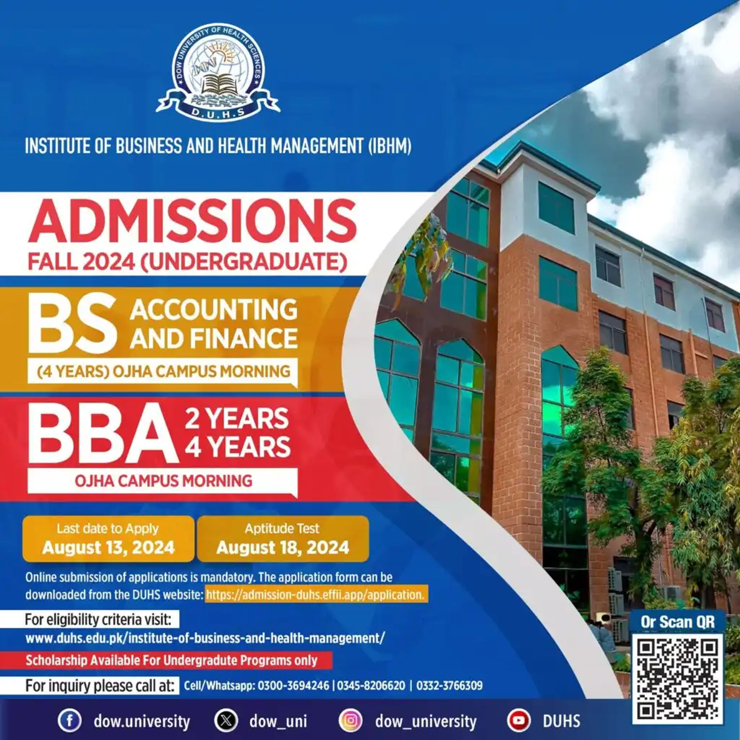 DUHS Admission 2024 Advertisement 