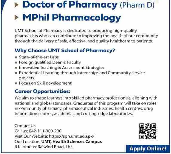 UMT Admission 2024 Advertisement 