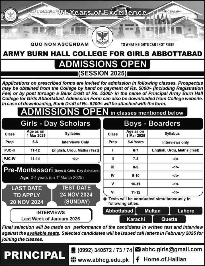 ABHC Admission 2024 Advertisement 