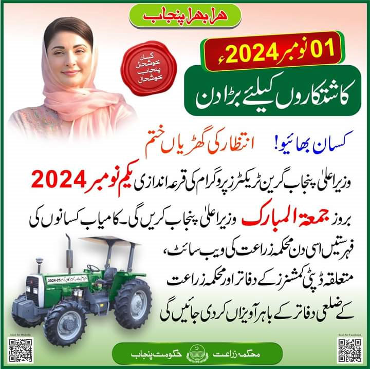 CM Punjab Green Tractor Scheme Result 2024 Advertisement