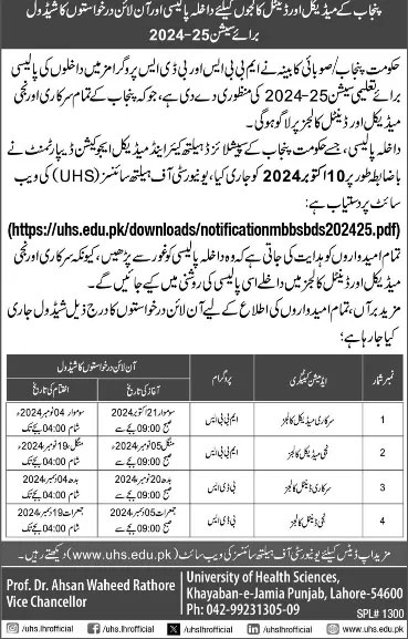 PMC Faisalabad Admission 2024 Advertisement 