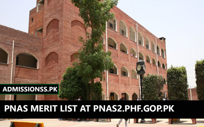 PNAS Merit List 2025 Download at pnas2.phf.gop.pk