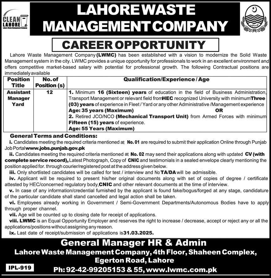 LWMC Jobs 2025 Advertisement